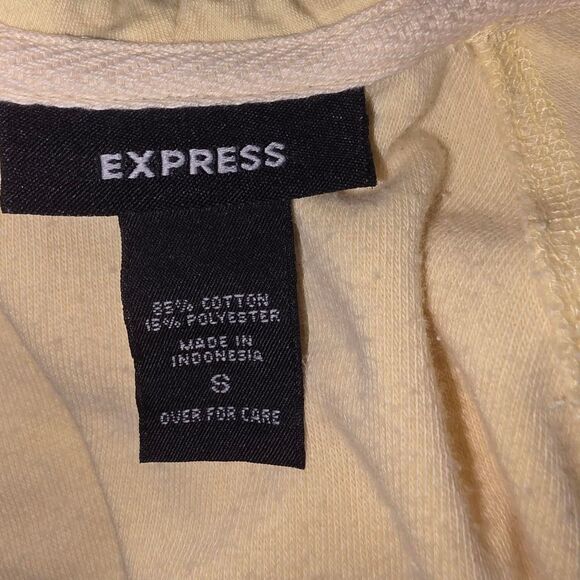 Vintage Y2K Express Yellow Velour Zip-Up Hoodie Sweatshirt - Picture 3 of 3